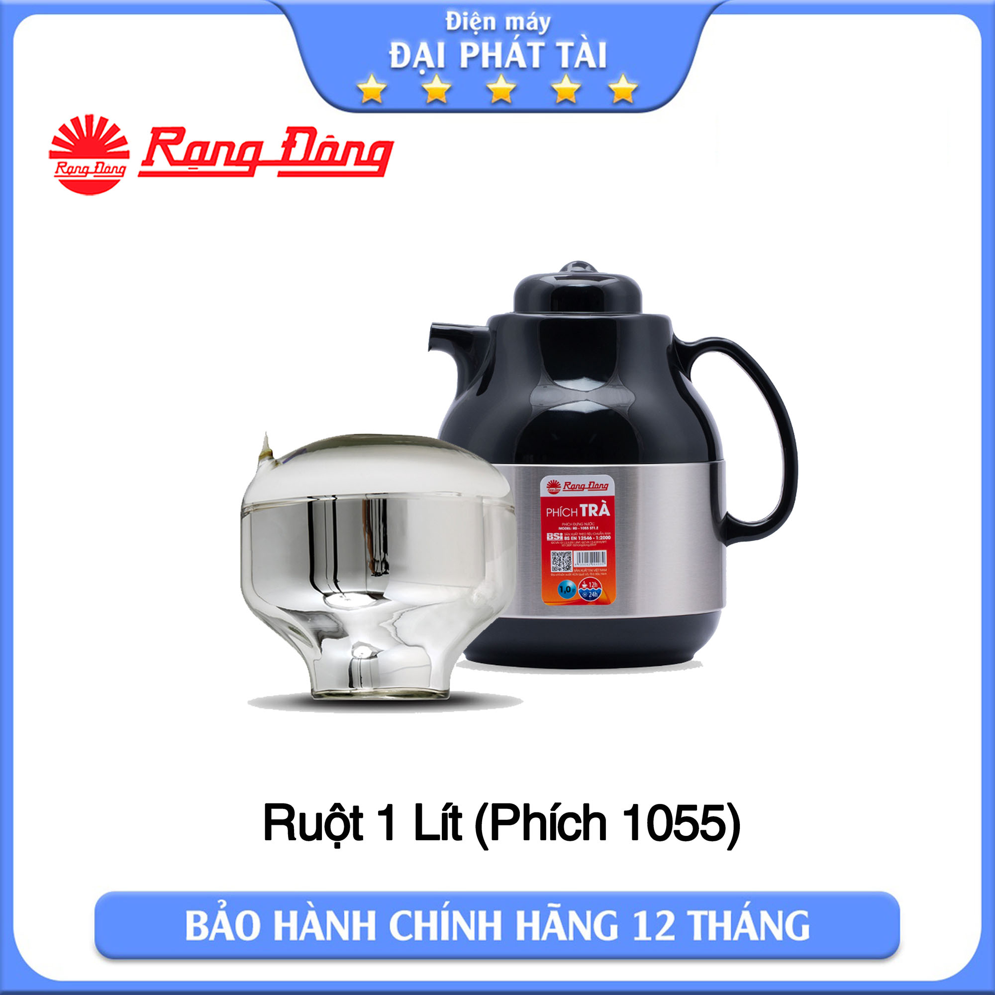 [HCM]Bình trà giữ nhiệt Rạng Đông RD 1055 ST1.E - 1 lít (Inox-trắng)