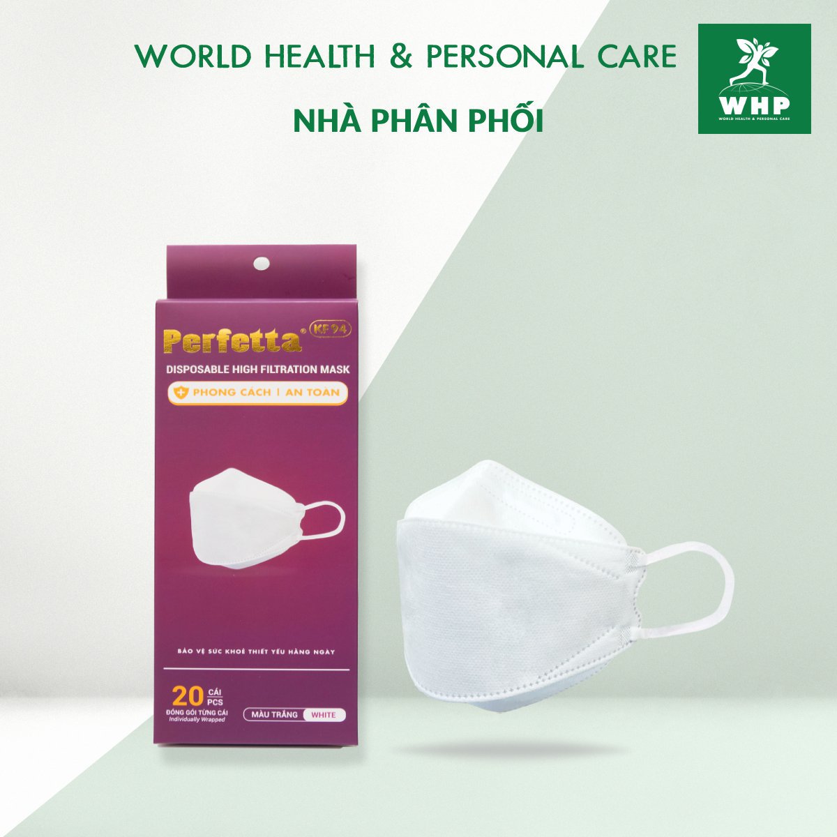 [CAO CẤP] Khẩu trang KF94 Perfetta Trắng/Đen (20 Cái/Hộp) - 3 lớp kháng khuẩn - Bsafe