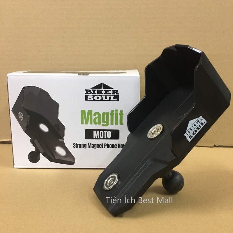 Khung giá đỡ điện thoại Magfit Pro xoay 360 độ hít nam châm dây kèm sạc gắn trên xe máy, xe đạp dành cho tài xế grab, phượt thủ, du lịch-MPRO
