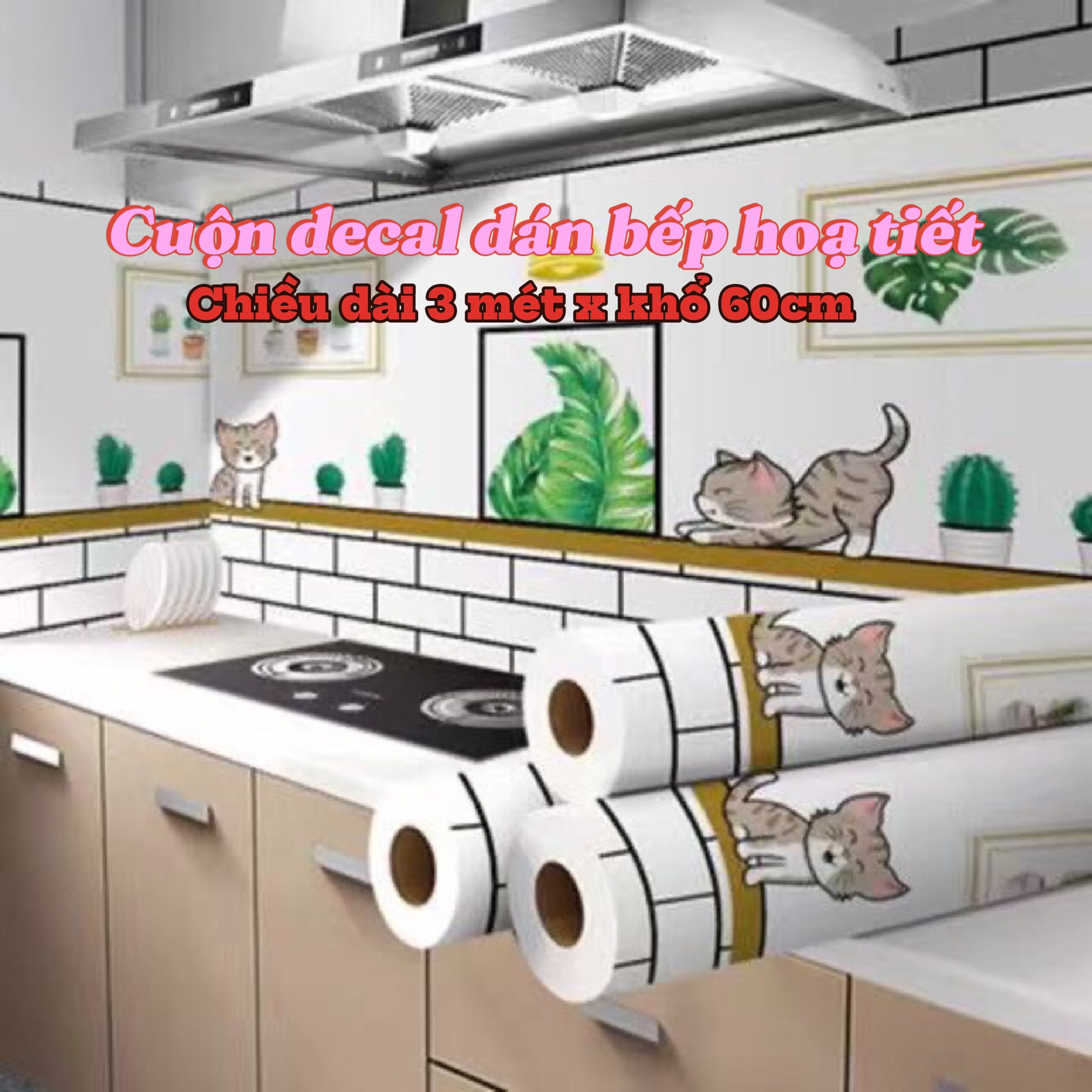 Cuộn Decal Giấy dán bếp 2M Hoạ Tiết Xinh Xắn, Decal dán bếp, chống dầu mỡ, tráng nhôm, cách nhiệt, dễ lau chùiDecal Dán Bếp Họa Tiết 3D 60x90cm, giấy dán tường, giấy dán bếp, giấy dán bếp cách nhiệt, giấy dán tường nhà bếp cách nhiệt, giấy dán tường nhà