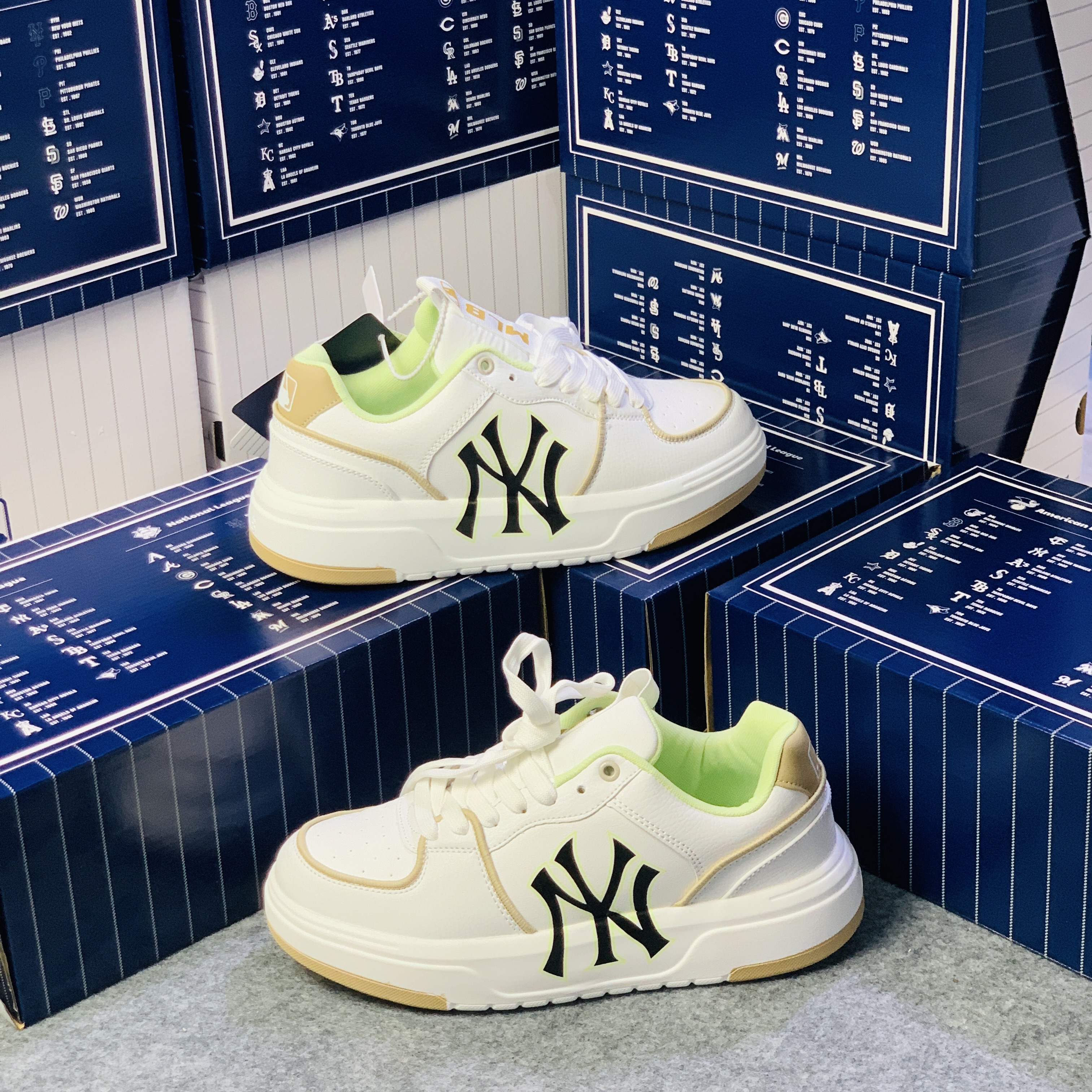 Giày Sneaker Chunky Liner White / Green Nam Giày Sneaker Độn Đế Hack Chiều Cao