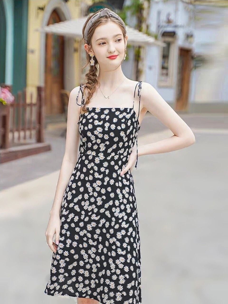 [HCM]Đầm hoa cúc cột nơ xinh xắn