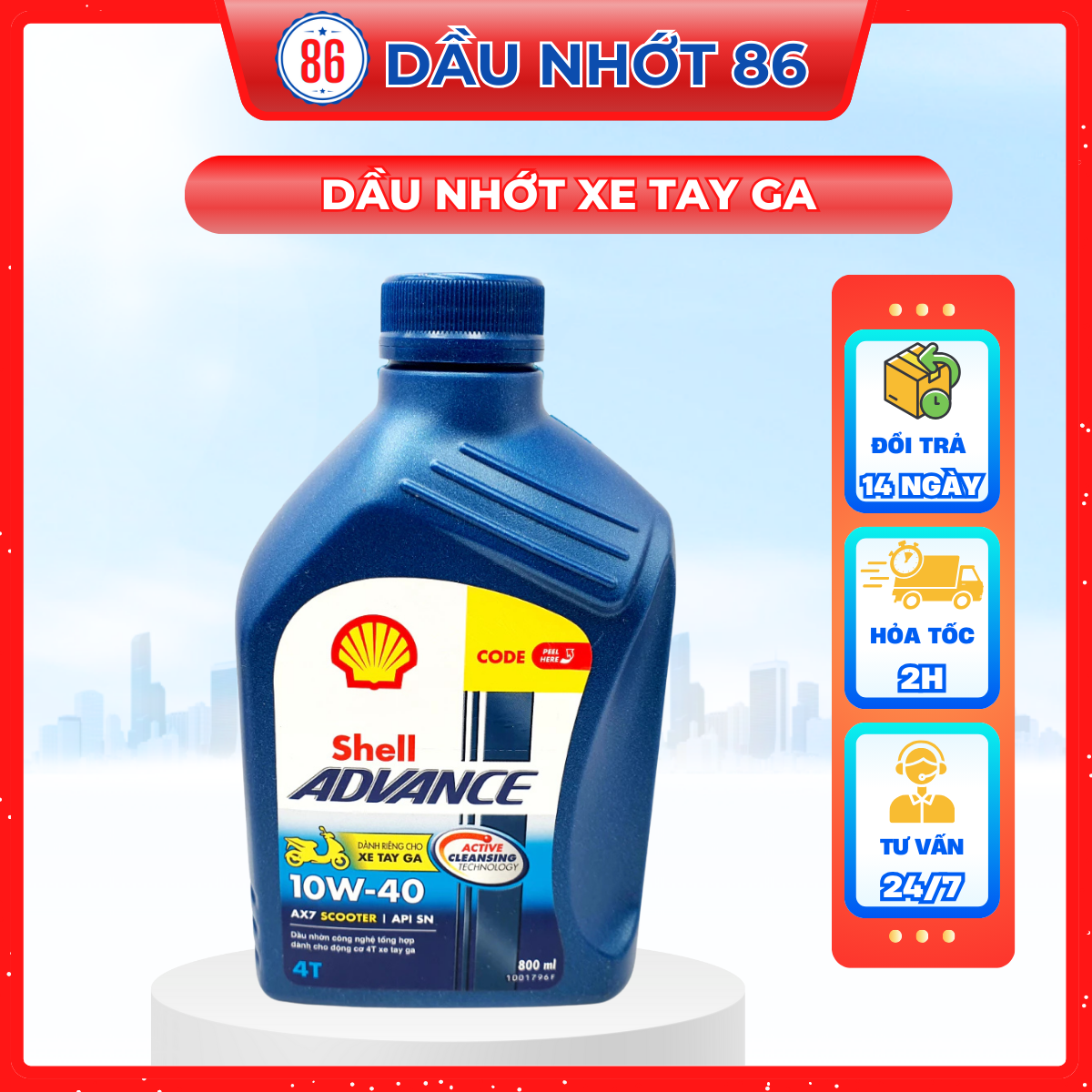 Nhớt xe tay ga cao cấp Shell Advance AX7 Scooter