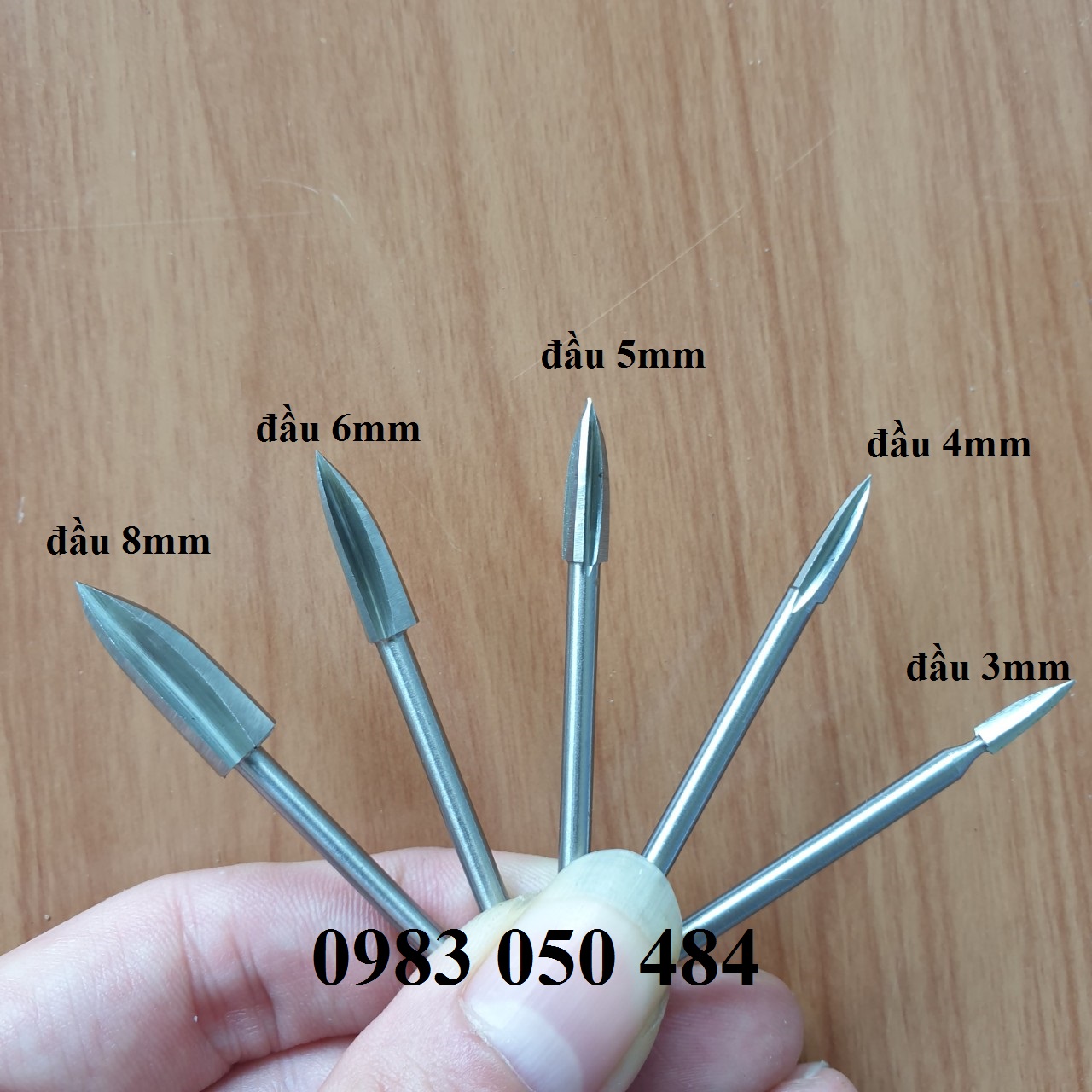 5 mũi phá gỗ 3 cạnh cán 3mm - mũi điêu khắc gỗ - mũi mài gỗ - mũi khoet lỗ sáo