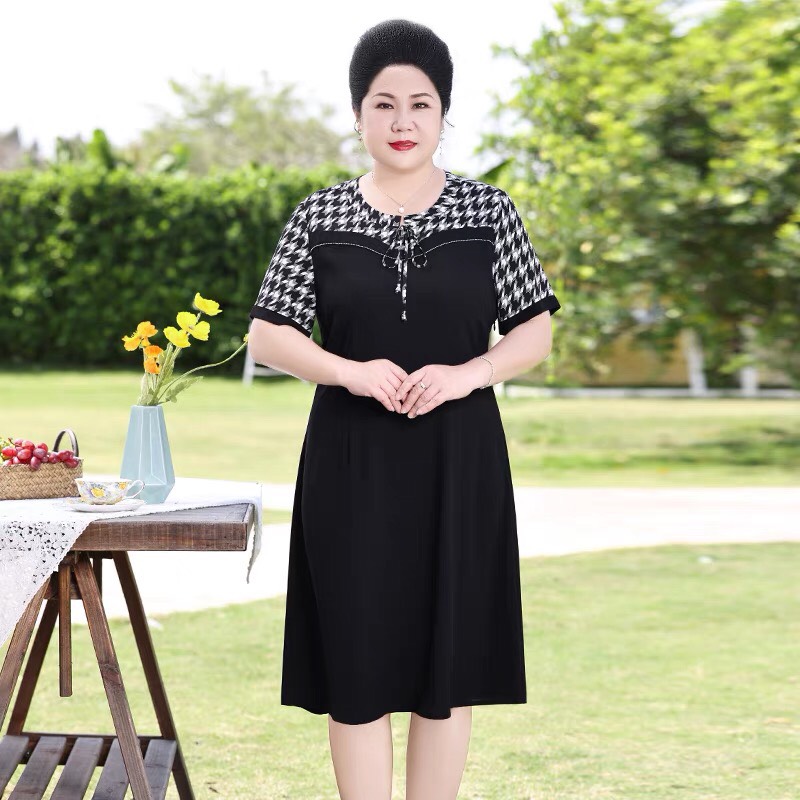 Đầm suông trung niên tay phối sọc bigsize cao cấp - g18423