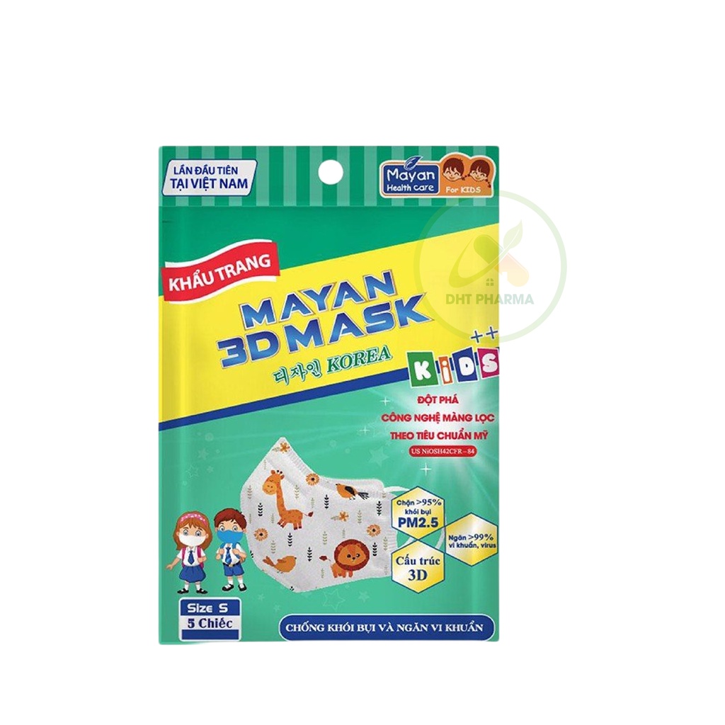 Khẩu Trang Trẻ Em Mayan 3D Mask 5 Cái/Túi