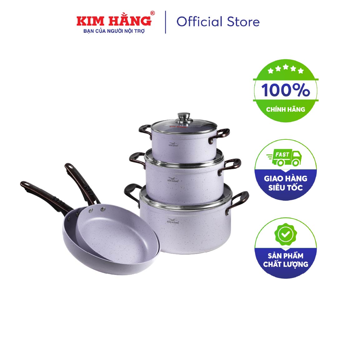[CHÍNH HÃNG] Bộ Combo 5 Nồi Chảo chống dính Ceramic Kim Hằng