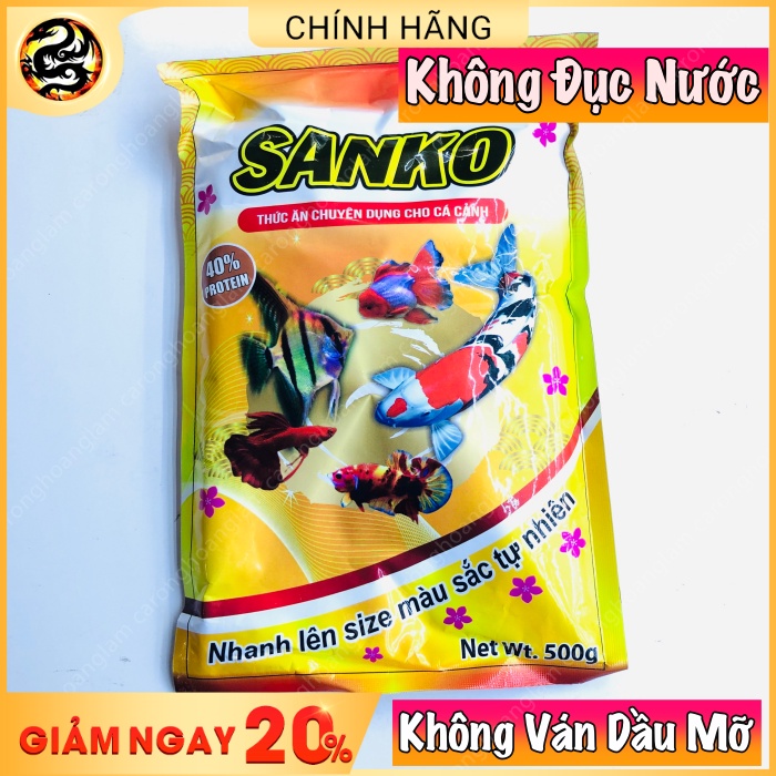Cám cá cảnh cao cấp Sanko 40% protein gói 500g giàu dinh dưỡng giúp tăng trọng cho cá koi