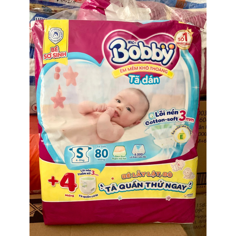 Bỉm tã dán Bobby Size S80