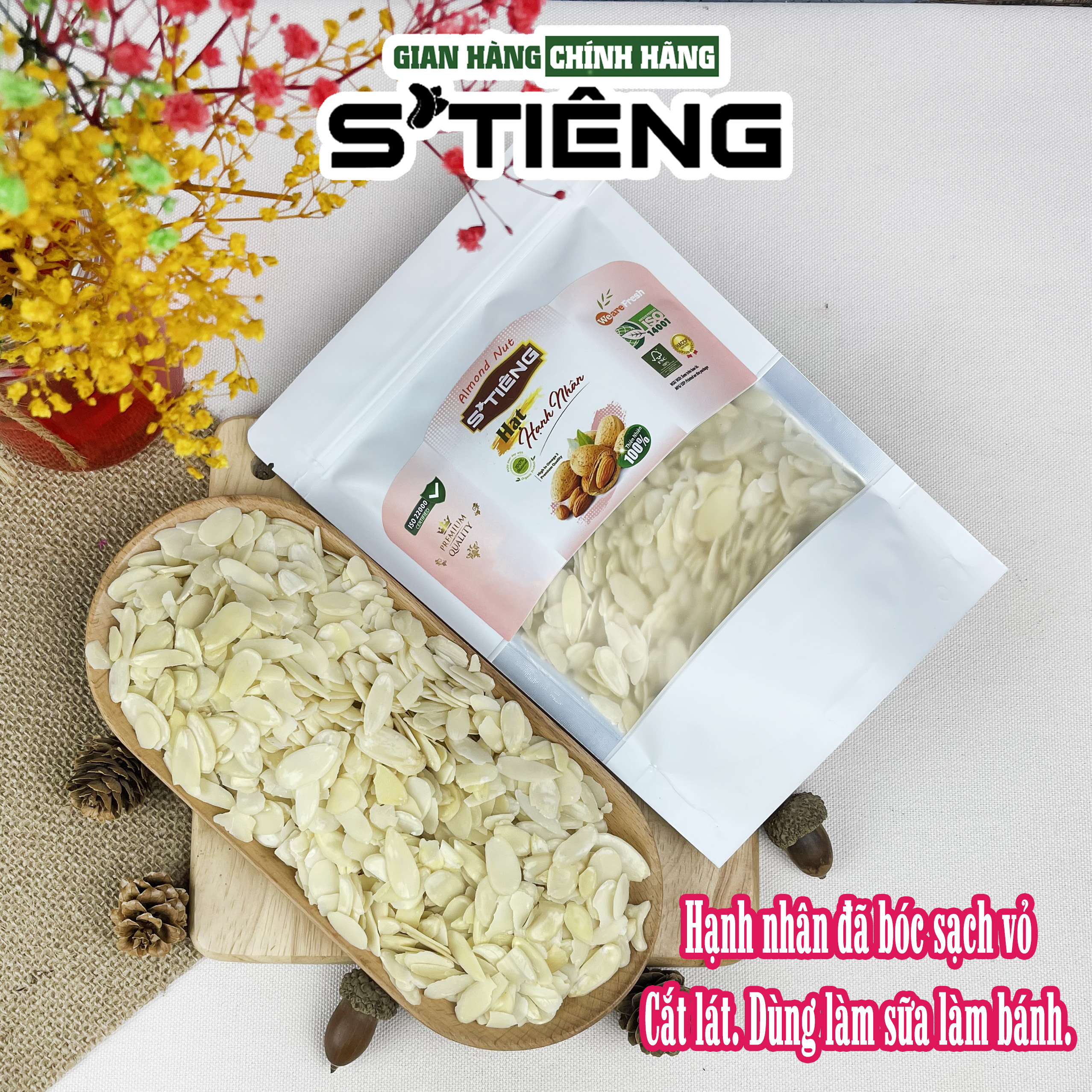 Hạt Hạnh Nhân Cắt Lát Tươi Sống STIÊNG