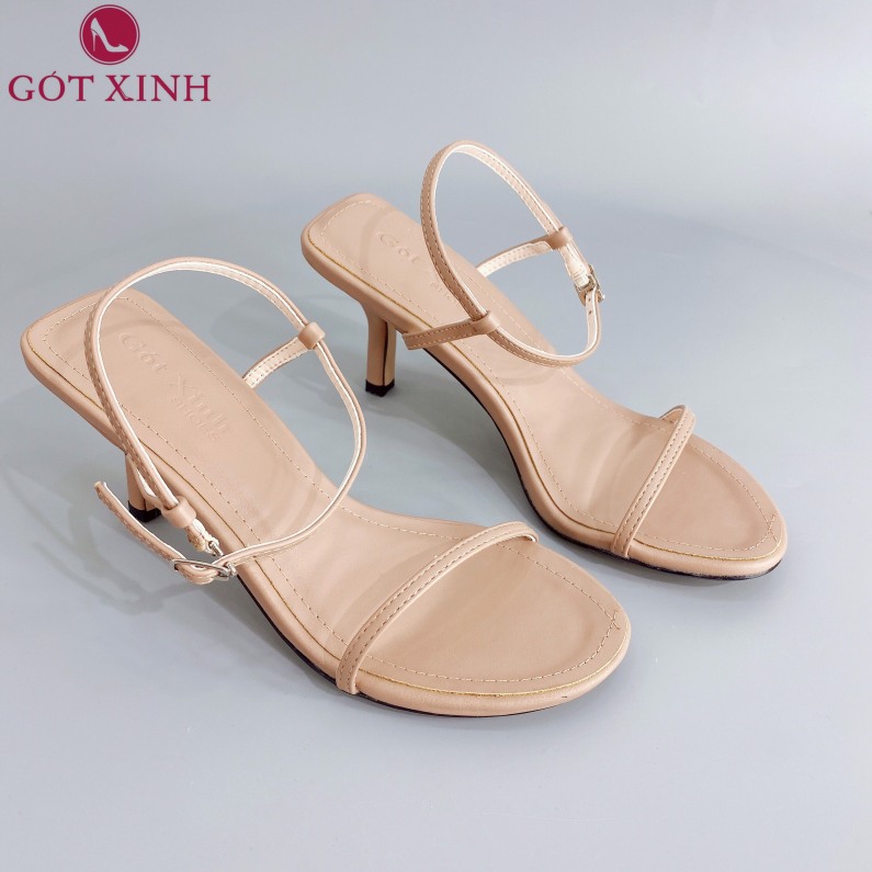 Sandal Cao Gót Gót Xinh Quai Ngang Mỏng Đế Cao 5cm Da Mềm Gót Nhọn GX207 giá rẻ