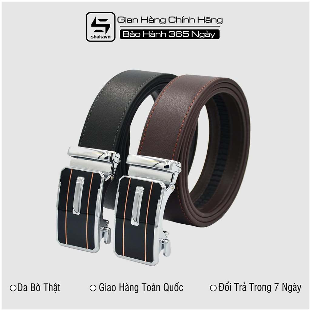Thắt Lưng Da Bò Khóa Tự Động Shakavn SKLB01 (đen - nâu)