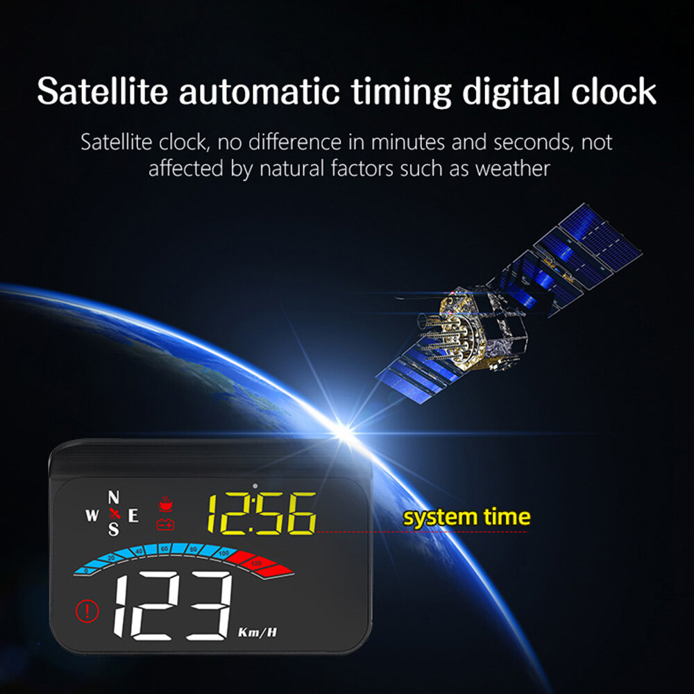 XTOBD Car HUD Display Head Up Display Windshield Projector with Speed, Digital Clock, Overspeed Warning, Mileage Measurement, Water Temperature, Direction,