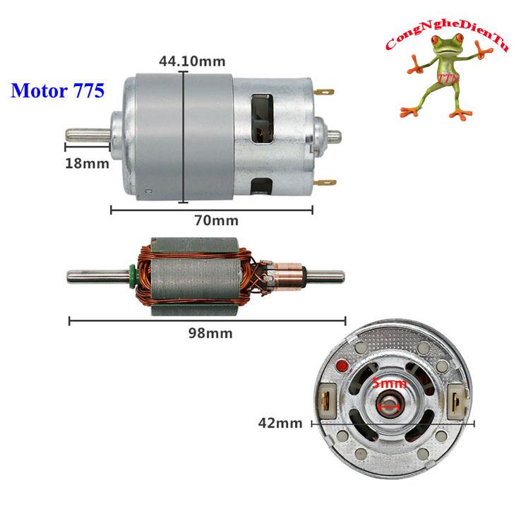 Motor 775 trục tròn 1 vòng bi 12V