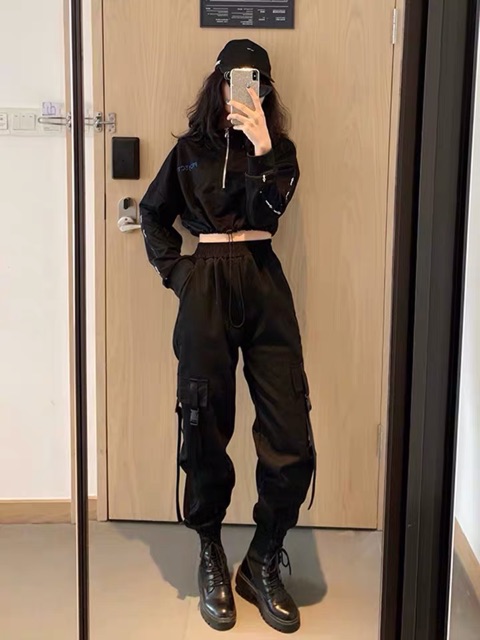 (Sẵn M L) Bộ đồ đen cá tính phong cách Hiphop- dancer có ảnh feedback