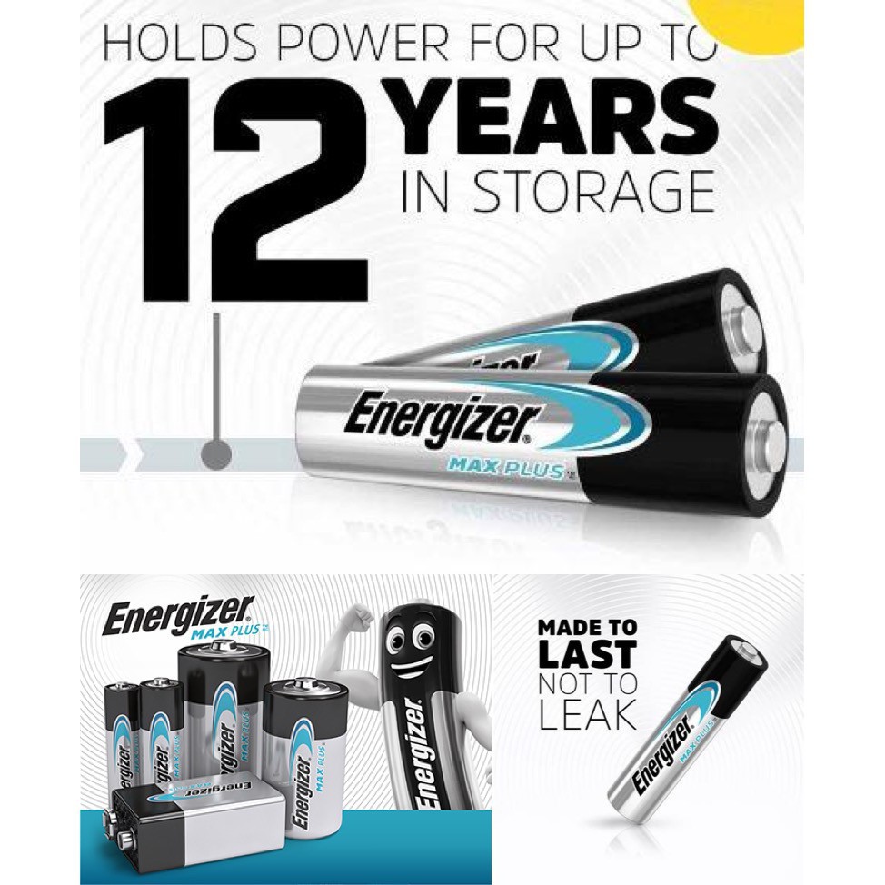 VỈ 4 viên pin tiểu AA Energizer Max PLUS 1.5V chính hãng
