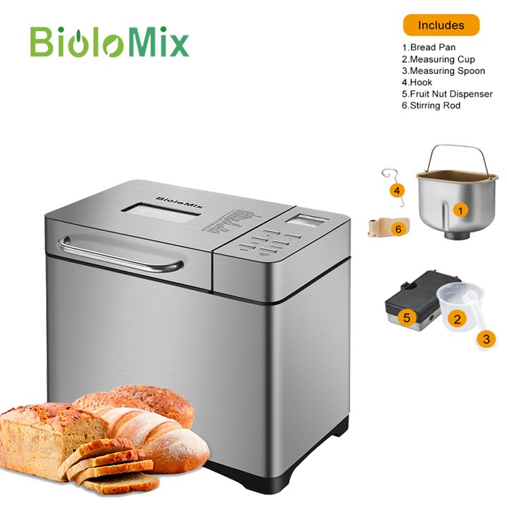 Biolomix bbm013 premium automatic bread machine, 17 processing programs, deep timer mode, also cook jam food, chips, etc. (12 months warranty)