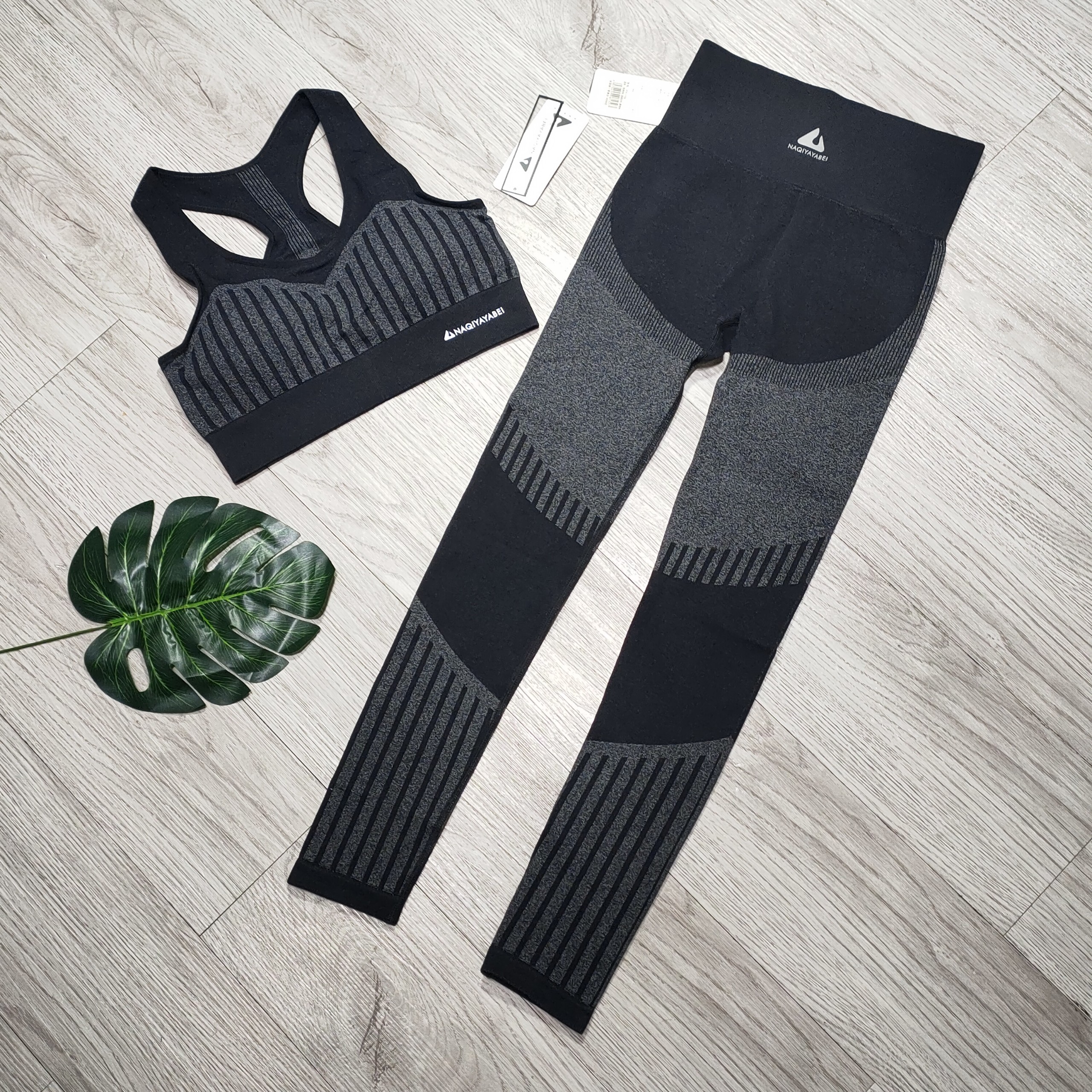 Đồ tập gym yoga thể thao nữ, set bộ áo bra quần dài naqi dệt kim Bin Sports BD161