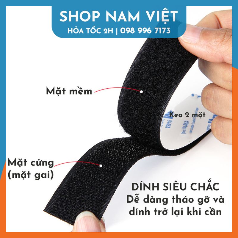 (Bán Lẻ 1 Mặt Gai Hoặc Bông) 1 Mét Velcro Kèm Keo 2 Mặt