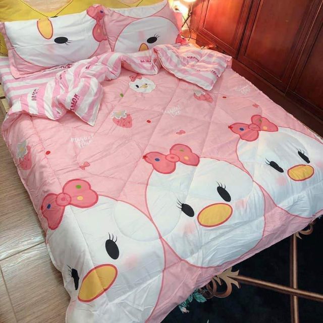 Chăn hè cotton poly Chim Hồng (1m6 x 2m)