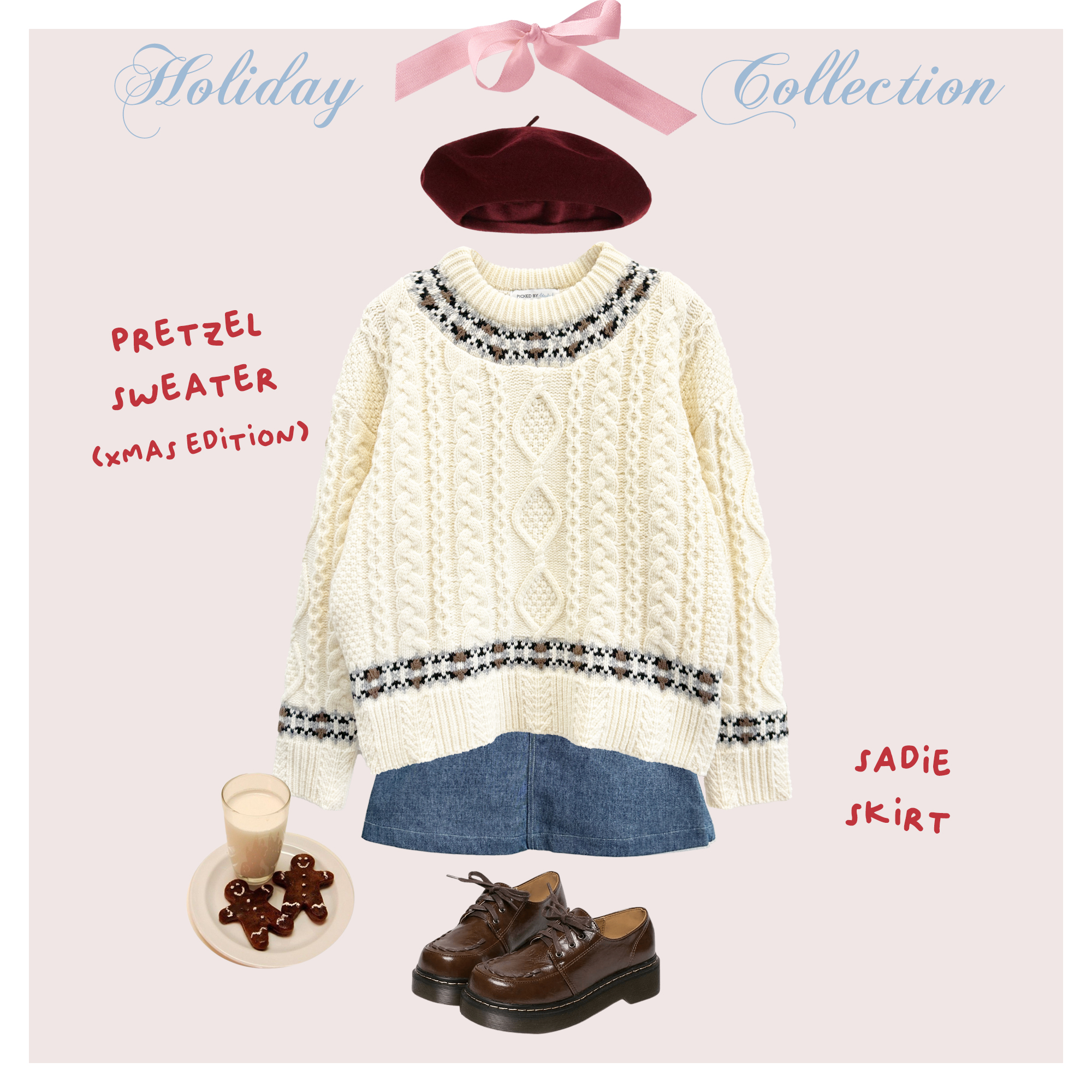 BLEUBIRD Áo len vặn thừng Pretzel Sweater