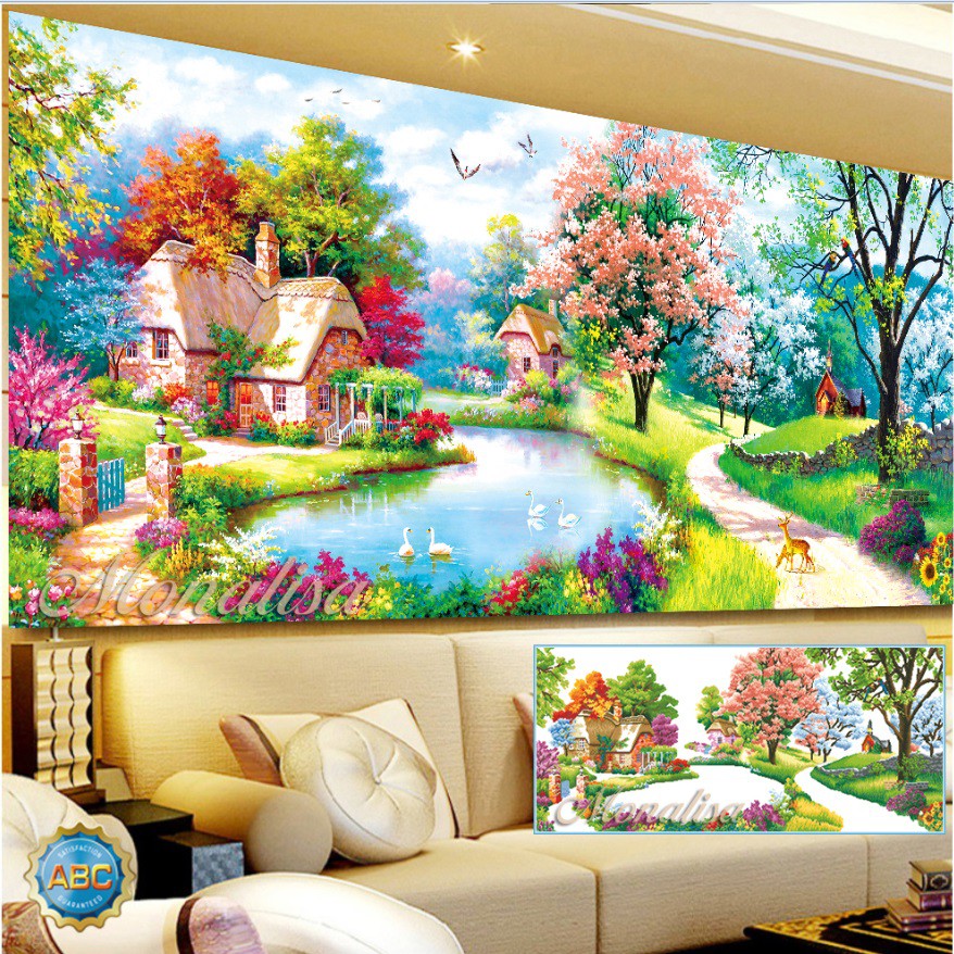 TRANH ĐÍNH ĐÁ NGÔI NHÀ THẦN TIÊN VS231 kích thước 150*70cm