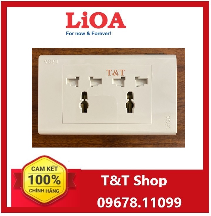 Mặt 2 ổ cắm đa nắng âm tường Lioa