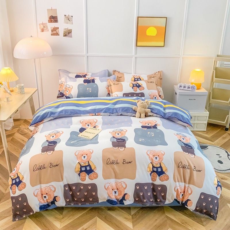 TRỌN BỘ VỎ CHĂN 5 MÓN GA GỐI POLY NHIỀU MÀU ( được chọn mẫu)