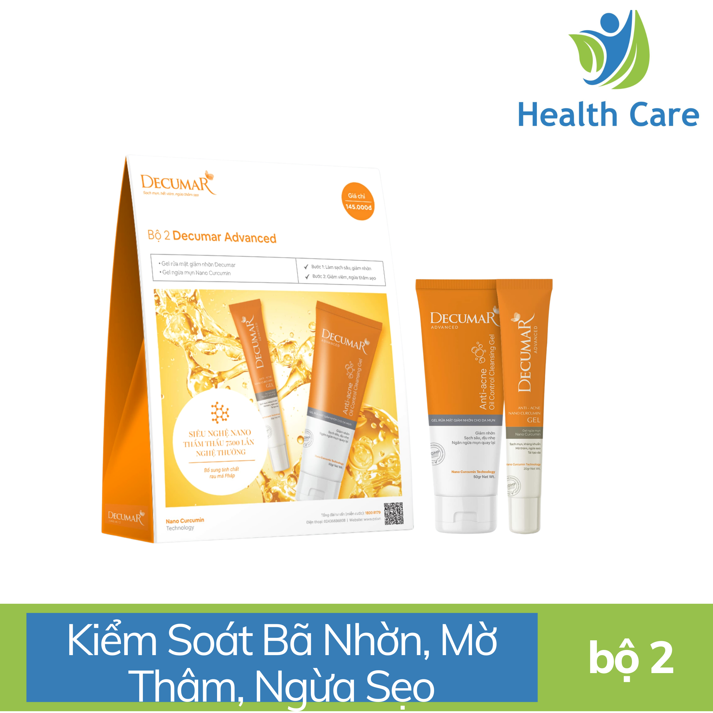 Bộ Decumar Advanced gồm 01 gel ngừa mụn 20gr và 01 sữa rửa mặt dạng Gel Decumar Clean 50gr ngừa mụn thâm viêm đầu đen