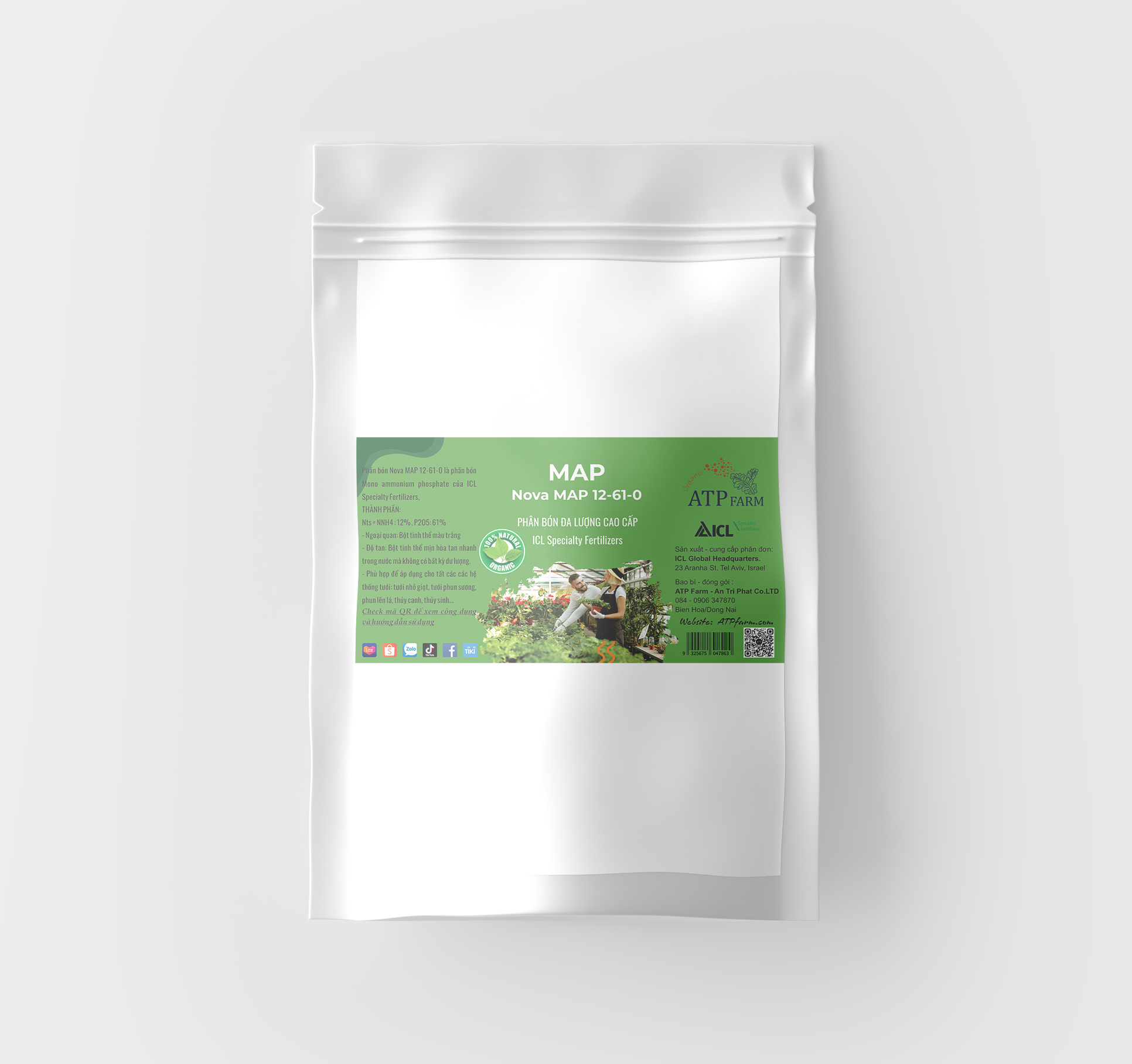 Atp farm - chính hãng: phân bón map 12-61-0 mono ammonium phosphate israel - châu âu