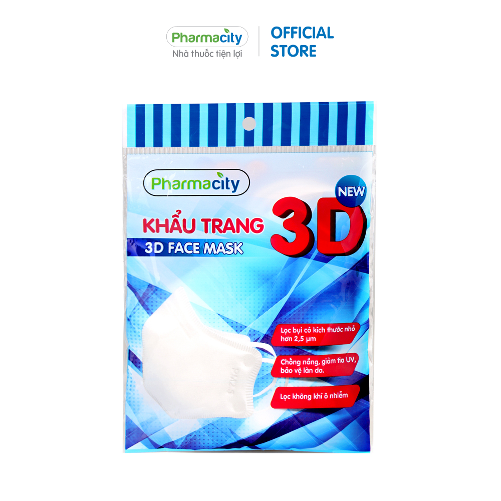 Khẩu trang 3D chất lượng cao Pharmacity (5 cái/gói)