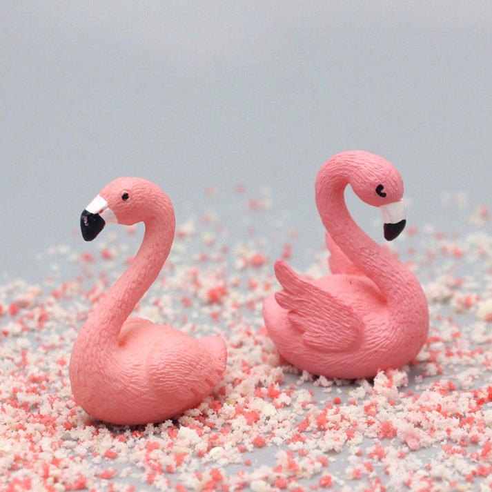 [HCM]Phụ Kiện Tiểu cảnh - Con Hạc Hồng trang trí terrarium chậu cây cảnh sen đá xương rồng charm slime