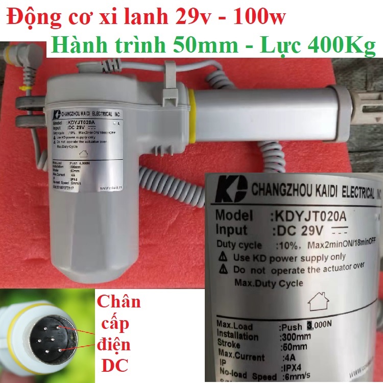Động cơ Xi lanh dạng trượt các loại, nâng cao tối đa 233mm và 400Kg