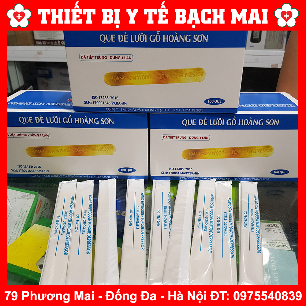 Que Đè Lưỡi Gỗ Đã Tiệt Trùng hộp 100 cây