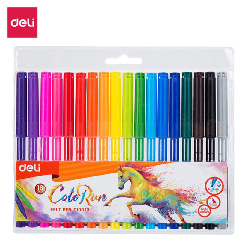 Bút dạ màu 1.0mm deli, 12 màu/18 màu/24 màu/hộp c10003/c10013/c10023