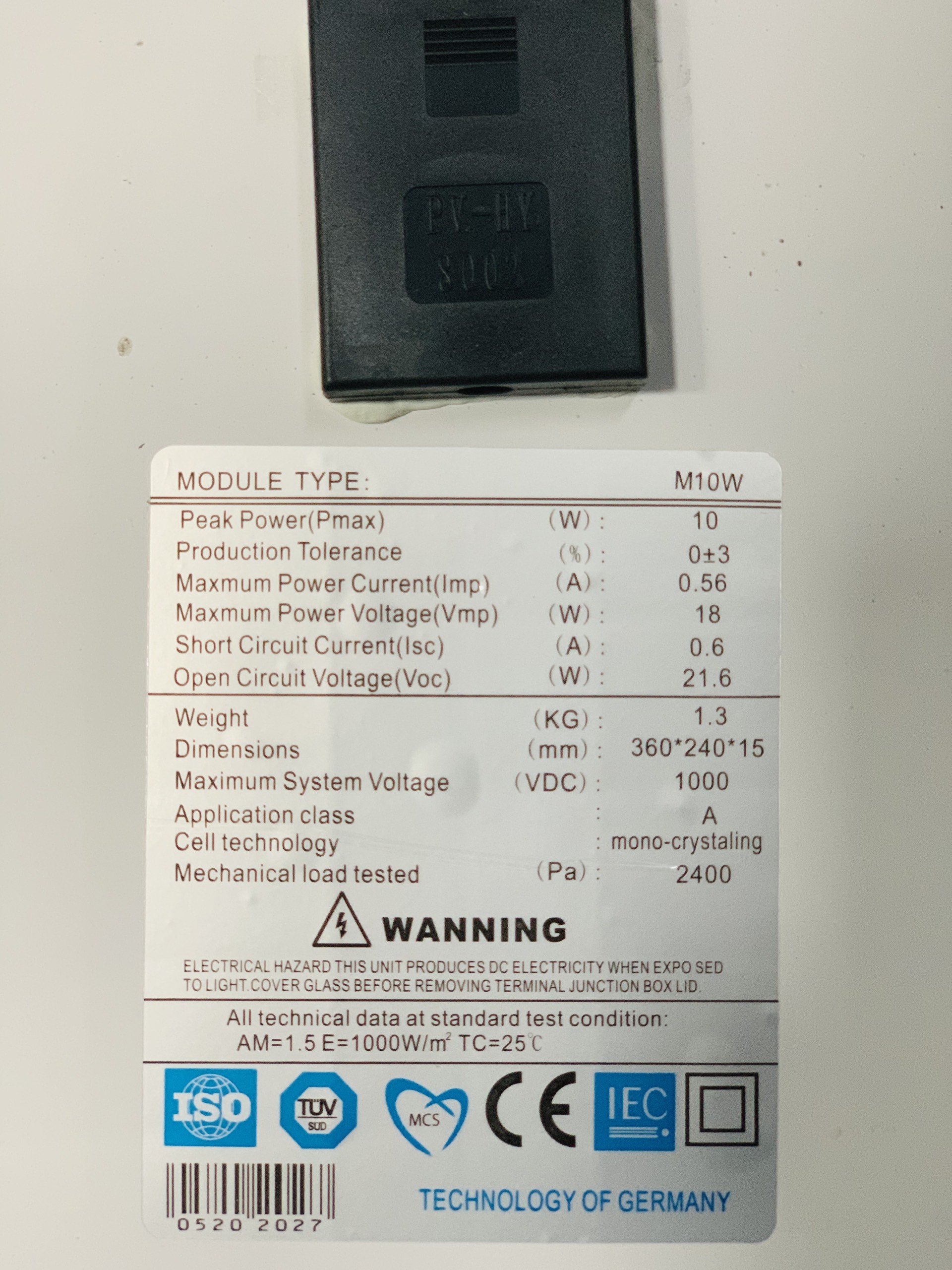 Pin năng lượng mặt trời poly 10w-18v (bảo hành 12 năm)