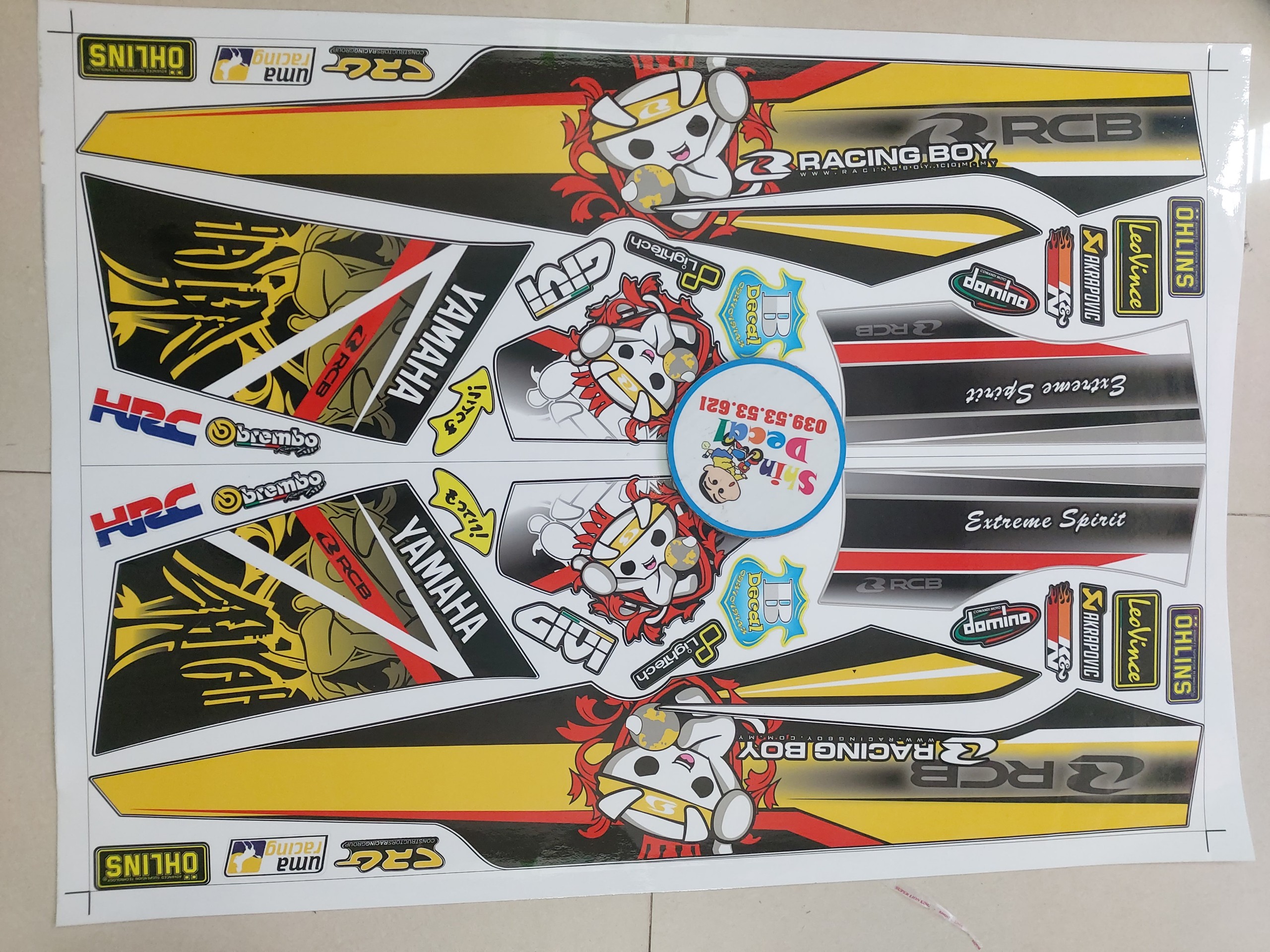 Tem sirius xăng cơ racingboy vàng đen