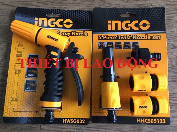 Combo 1 Vòi xịt đa năng HWSG032+ 1 Bộ 5 đầu nối nhanh máy xịt rửa Ingco HHCS05122HWSG032