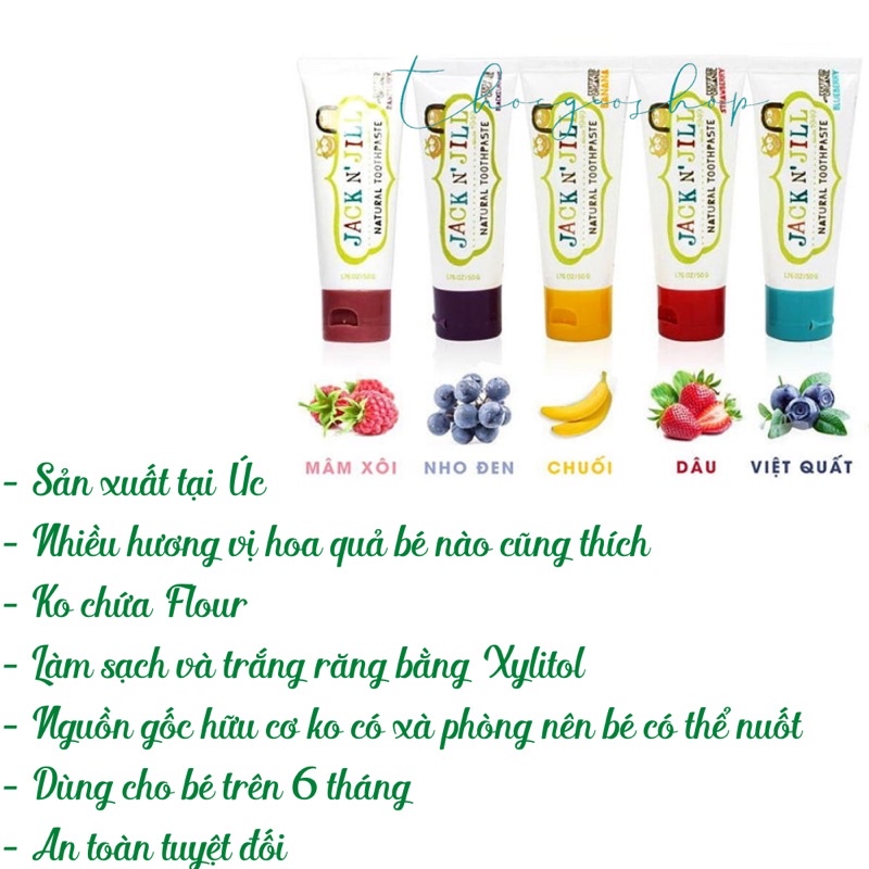 Kem đánh răng hữu cơ Jack n Jill Úc