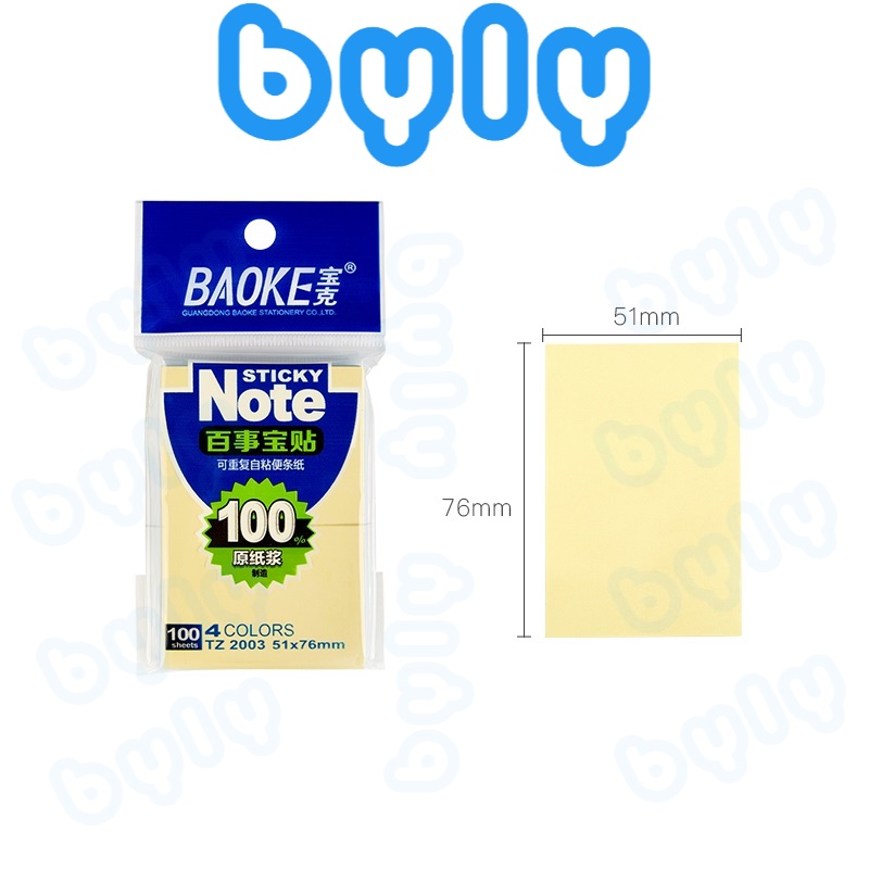 Giấy ghi chú - sticky note 4 màu Pastel BAOKE TZ2003 - TZ2004 - TZ2005 - ByLy Store có ship hoả tốc