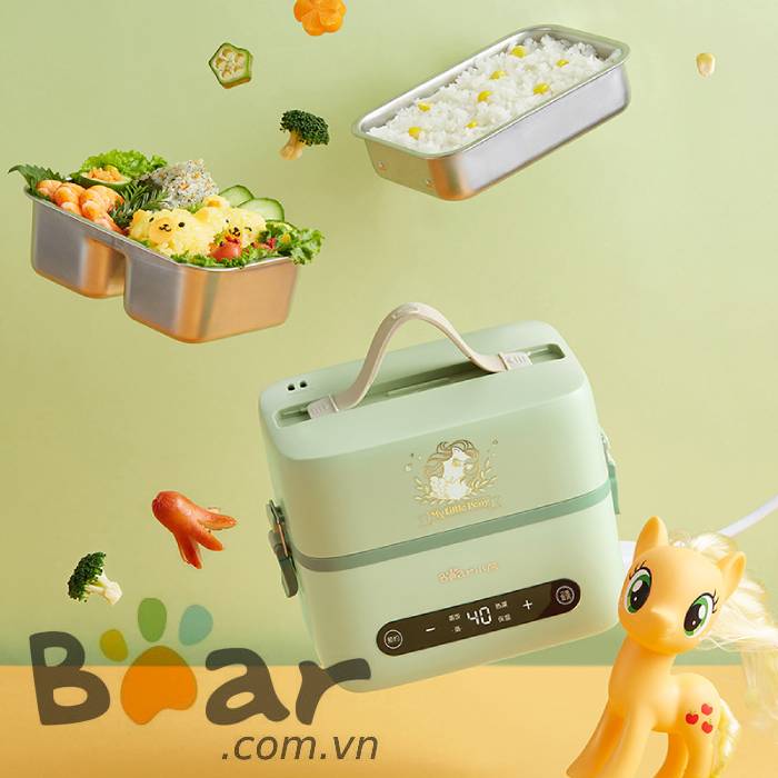 Hộp cơm điện Bear inox 2 tầng 3 ngăn