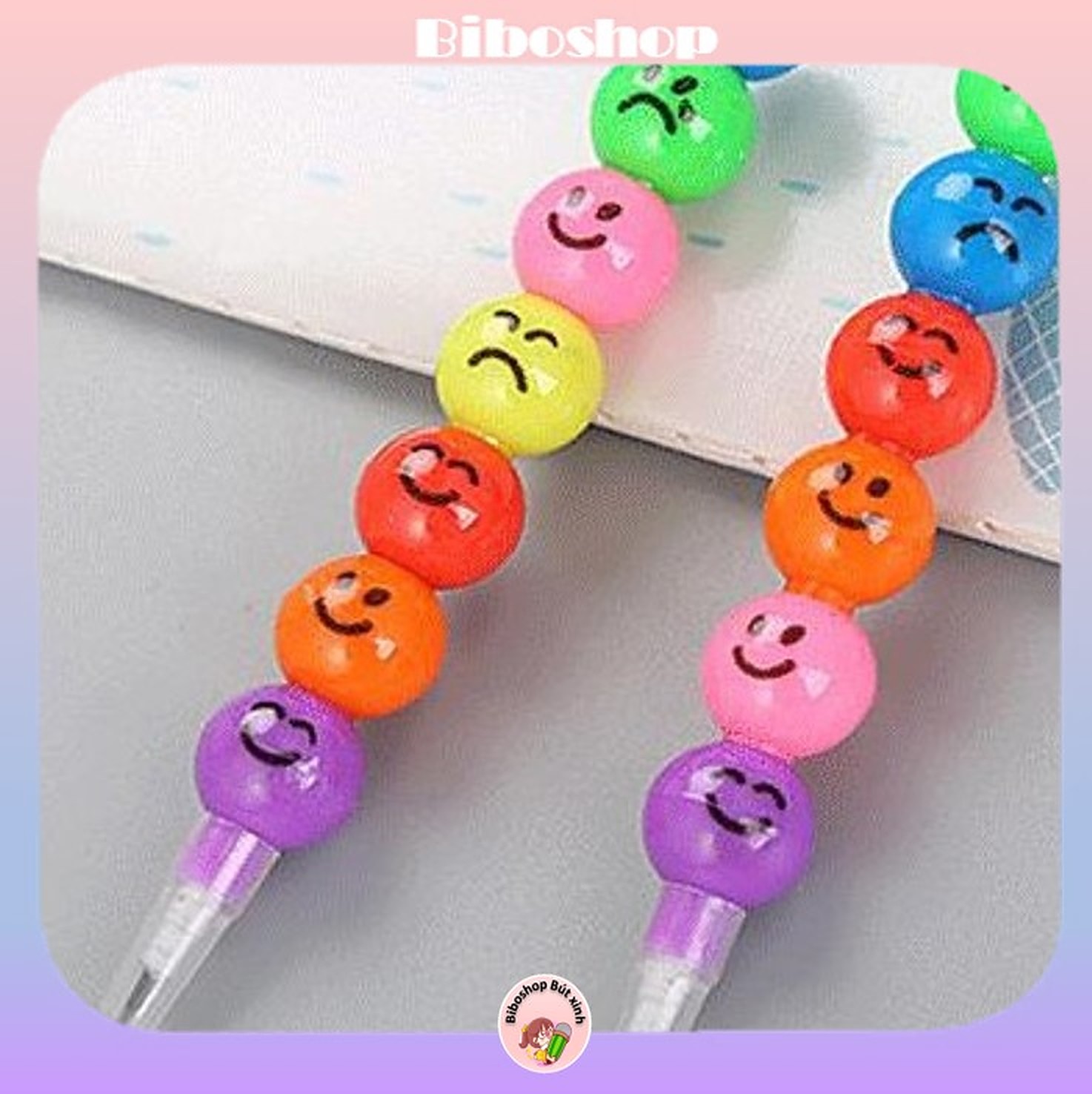 Bút chì khúc nhiều màu icon cảm xúc | Biboshop