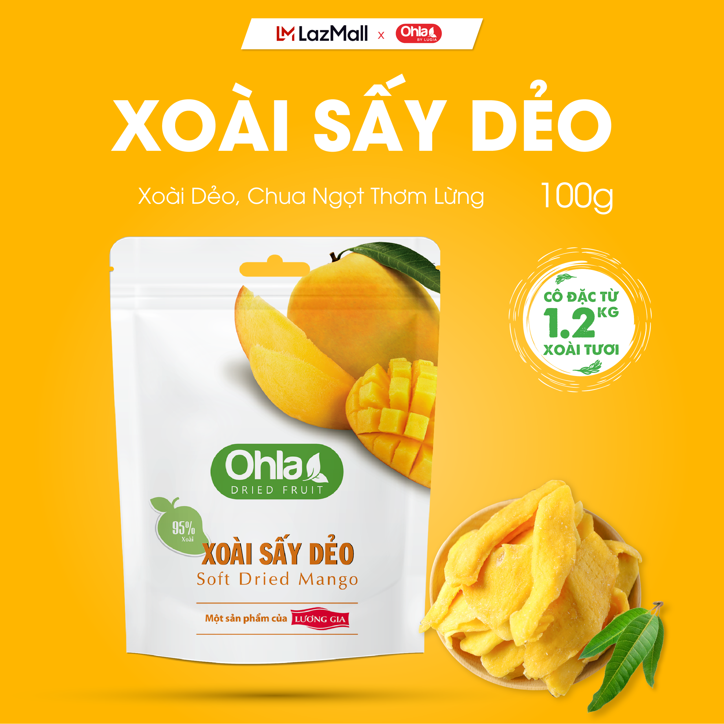 Xoài sấy dẻo Ohla loại 2 - 100g
