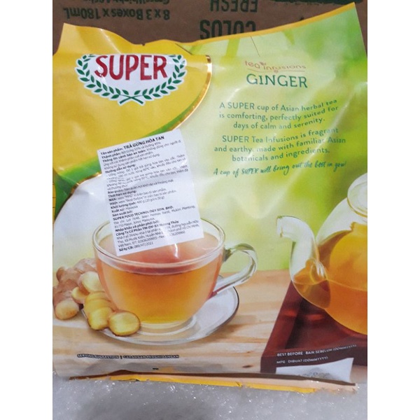 [HSd: Ngày 01.2025][Combo 2 gói tặng 1 gói]  Trà gừng hoà tan Super 400g (20g x 20 gói)