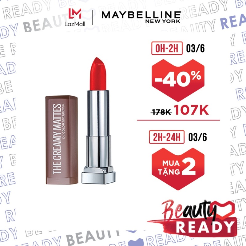 Son Lì Mịn Môi Không Khô Môi Maybelline New York Color Sensational The Creamy Mattes Lipstick 3.9g giá rẻ