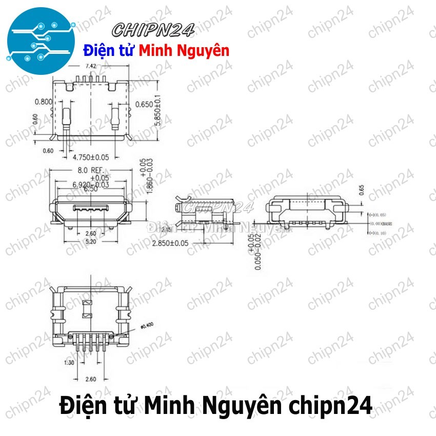 [4 cái] (K148) Đầu Micro USB V2 MK5P (Đầu Jack USB Hàn Board) - HH001635