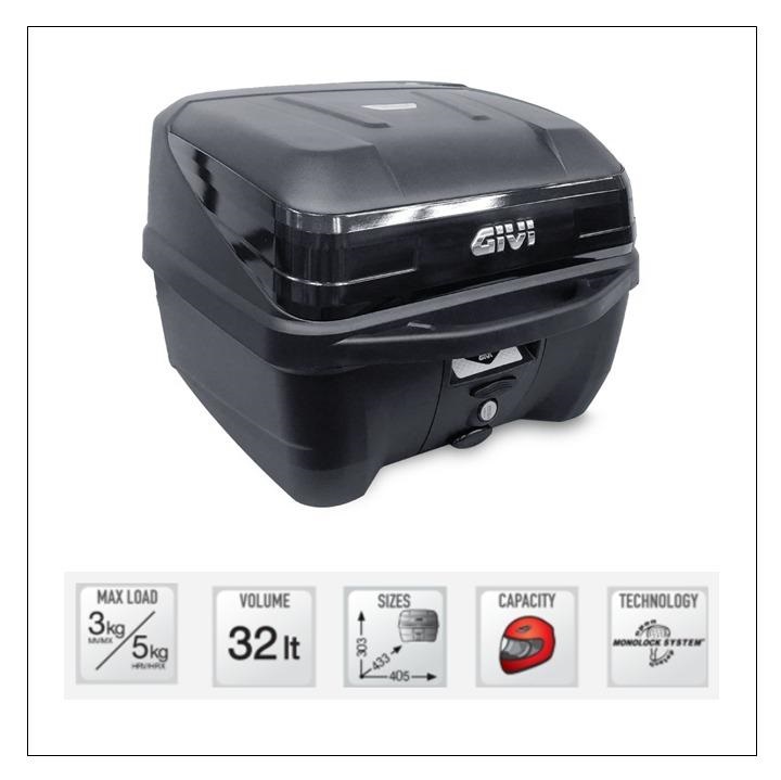 Thùng GIVI B32N Monolock 32Lít + ĐẾ MP60NP