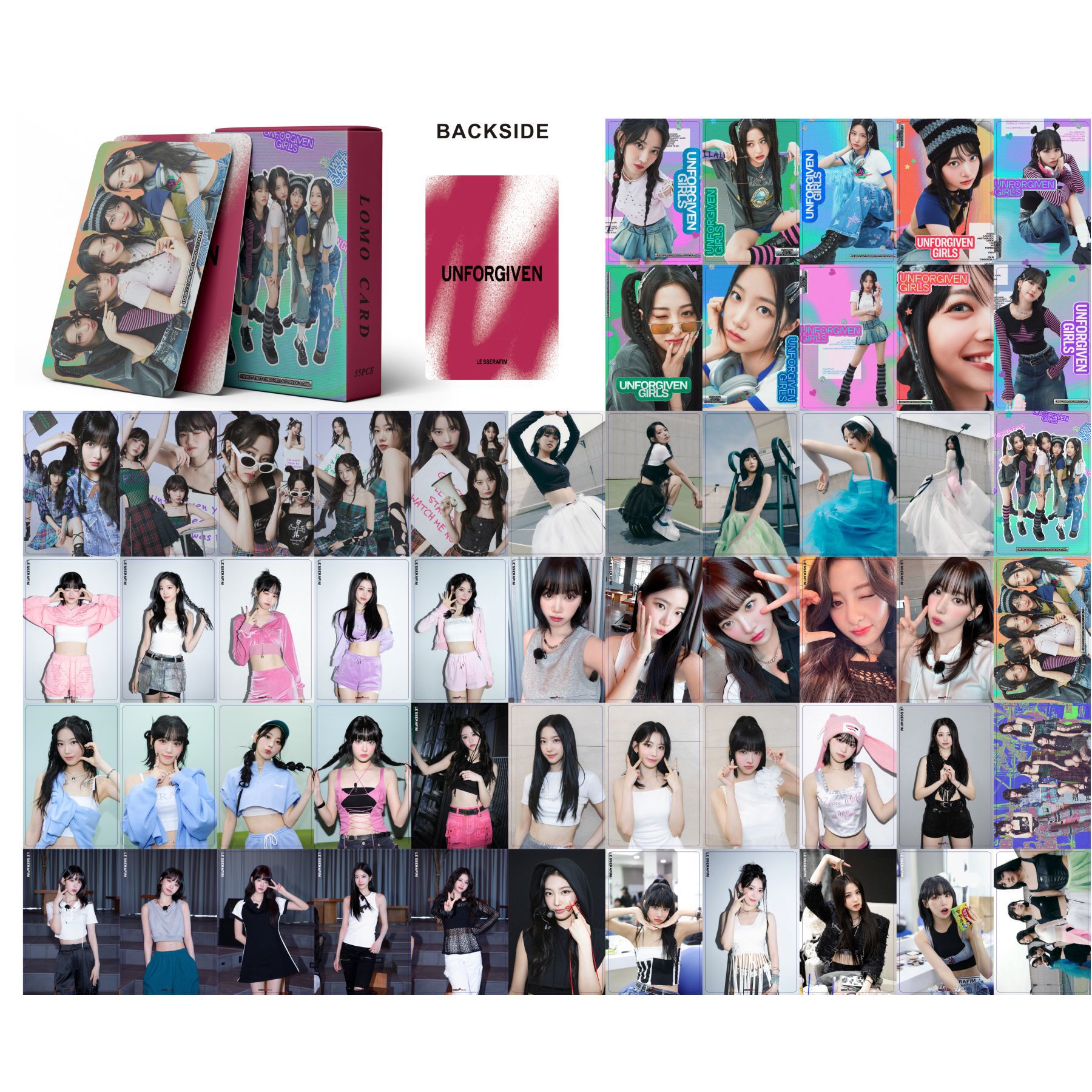 Set 55 lomo card lesserafim-unforgiven girl mẫu mới 2023
