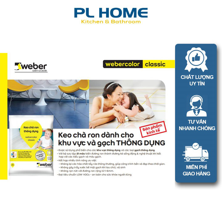 Keo chà ron gạch Weber sử dụng nền gạch mới - Nhiều màu lựa chọn