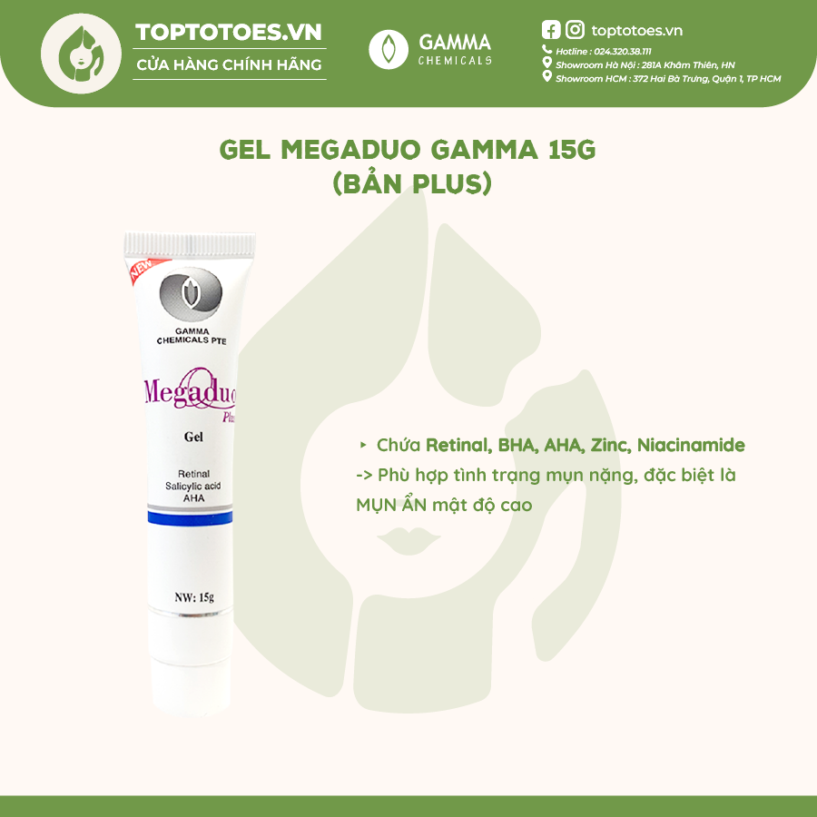 Gel Megaduo Gamma giảm mụn mờ thâm sẹo 15g